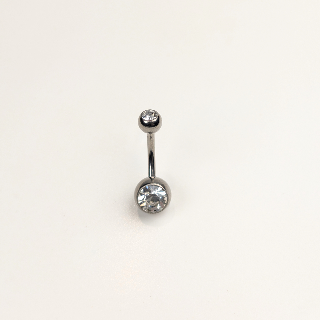 Stainless Steel Double Jewel Naval Piercing Bar - Large