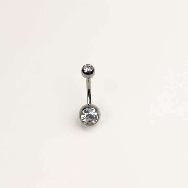 Stainless Steel Double Jewel Naval Piercing Bar - Large