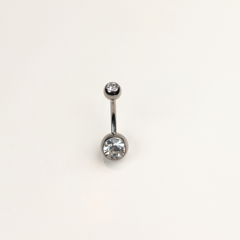 Stainless Steel Double Jewel Naval Piercing Bar - Large