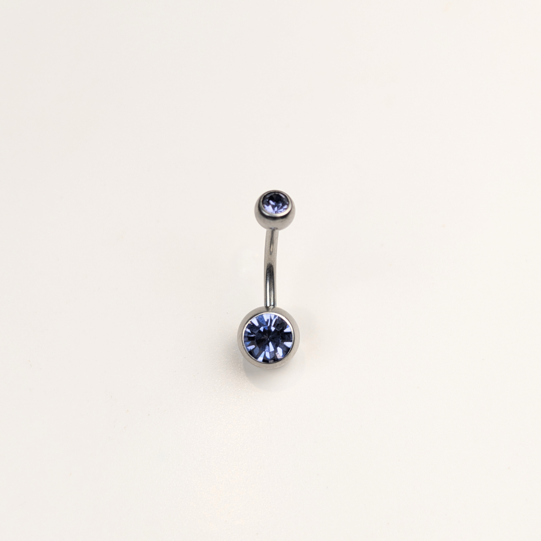 Stainless Steel Double Jewel Naval Piercing Bar - Large