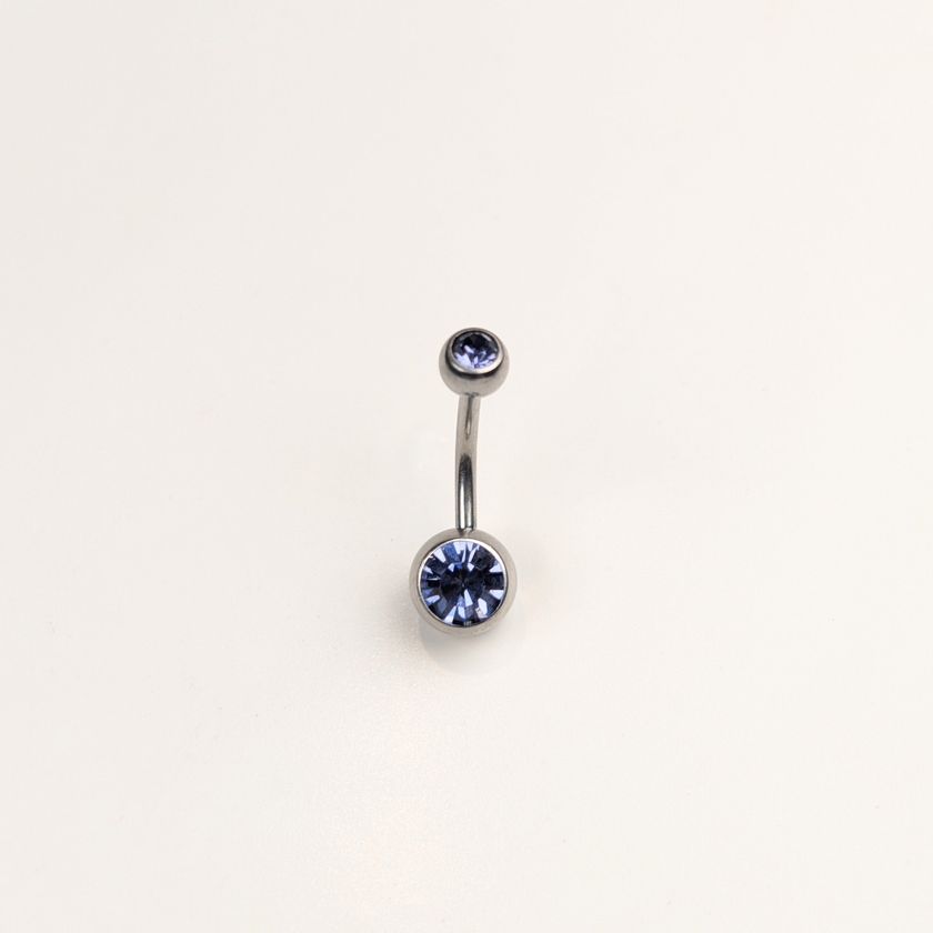 Stainless Steel Double Jewel Naval Piercing Bar - Large