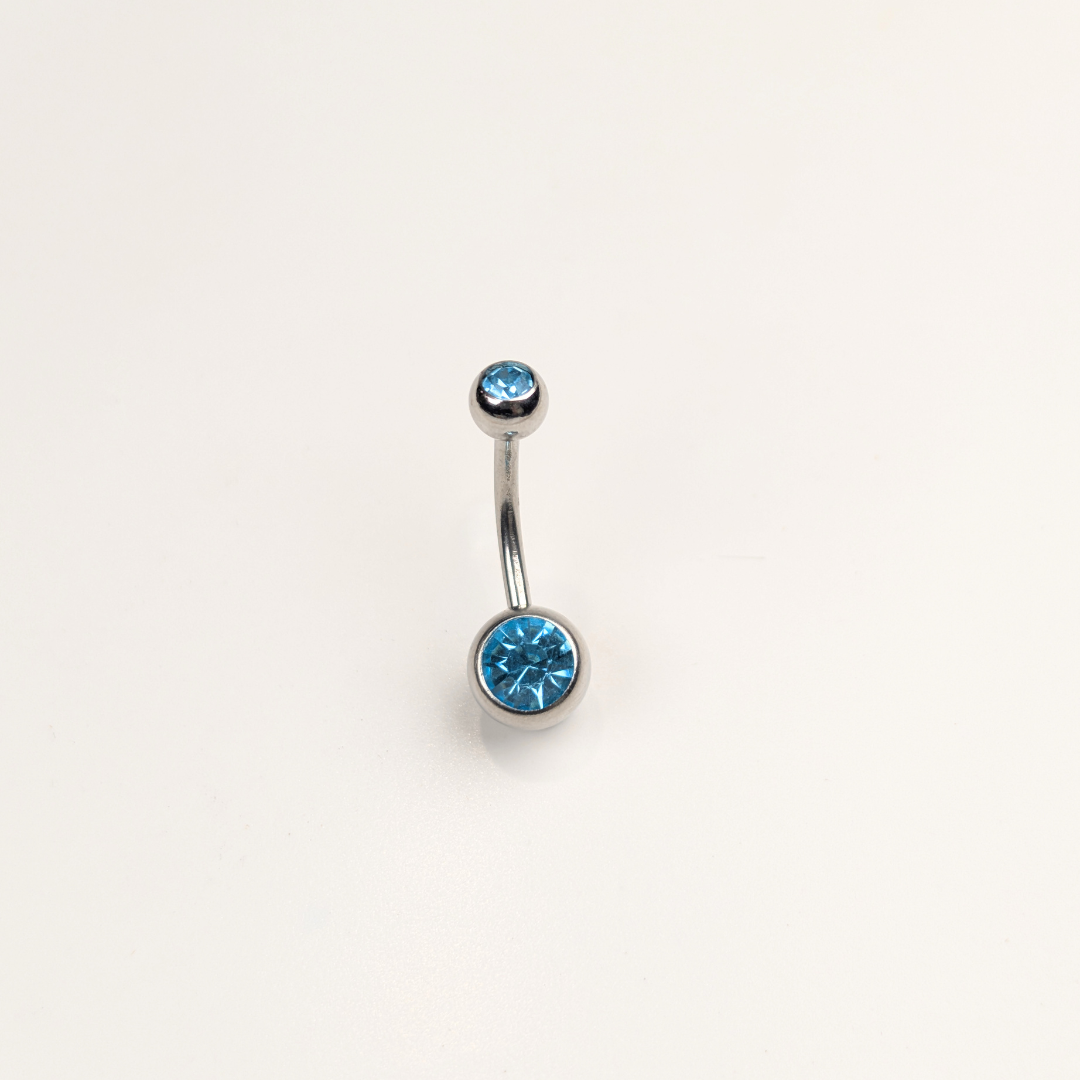 Stainless Steel Double Jewel Naval Piercing Bar - Large