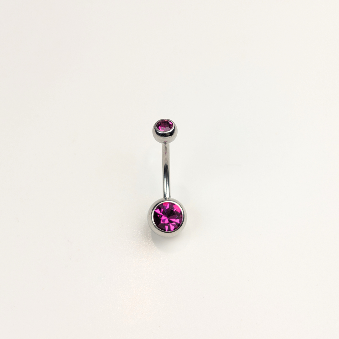 Stainless Steel Double Jewel Naval Piercing Bar - Large