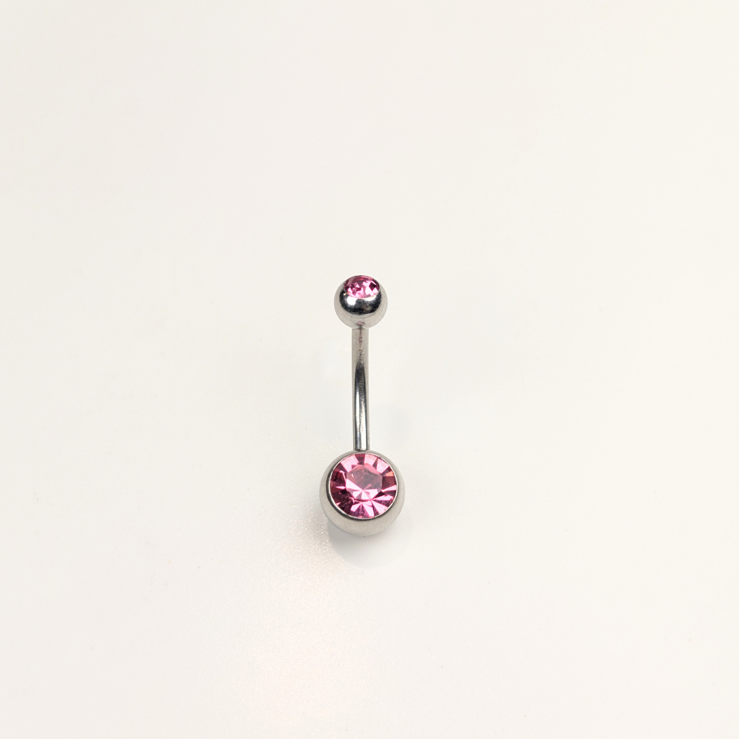Stainless Steel Double Jewel Naval Piercing Bar - Large