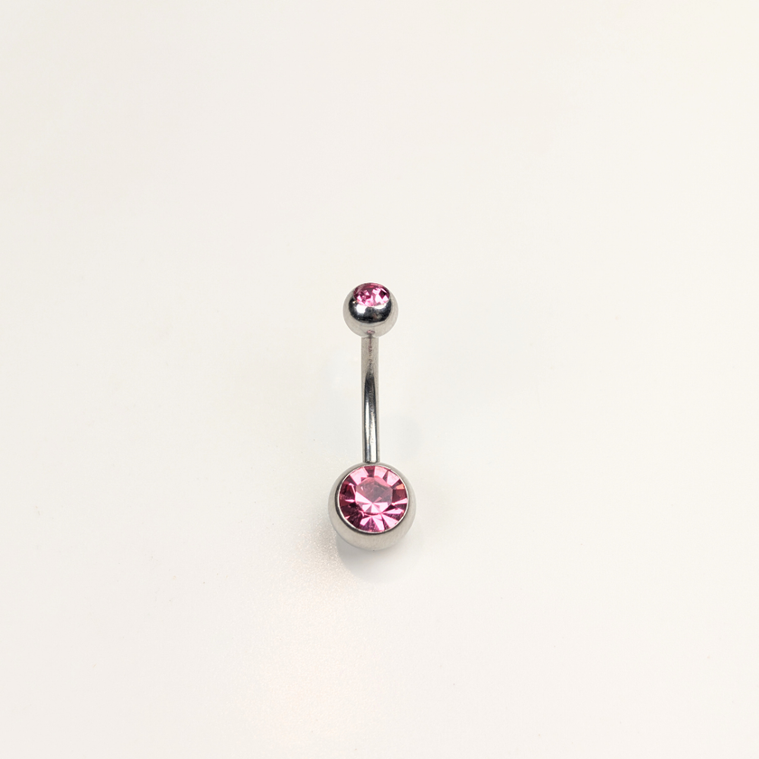Stainless Steel Double Jewel Naval Piercing Bar - Large