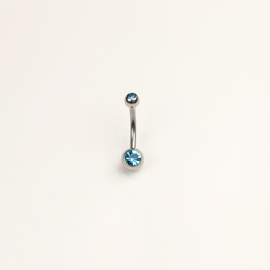 Stainless Steel Double Jewel Naval Piercing Bar - Small