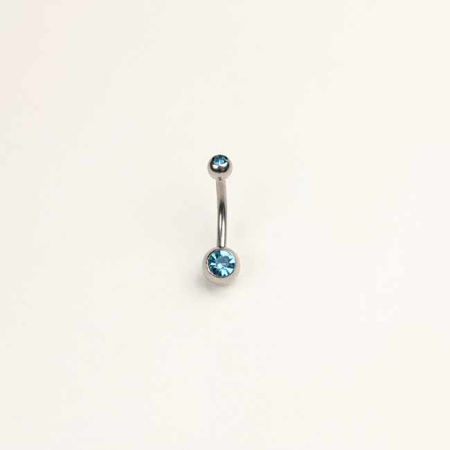 Stainless Steel Double Jewel Naval Piercing Bar - Small