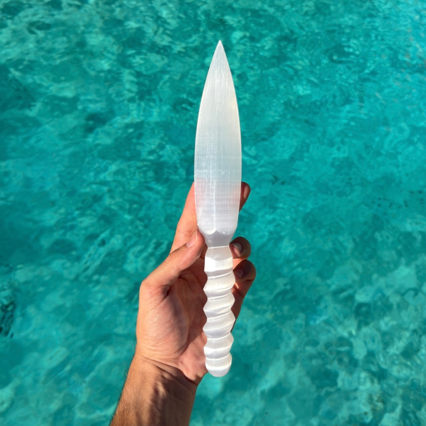 Selenite Sword carving