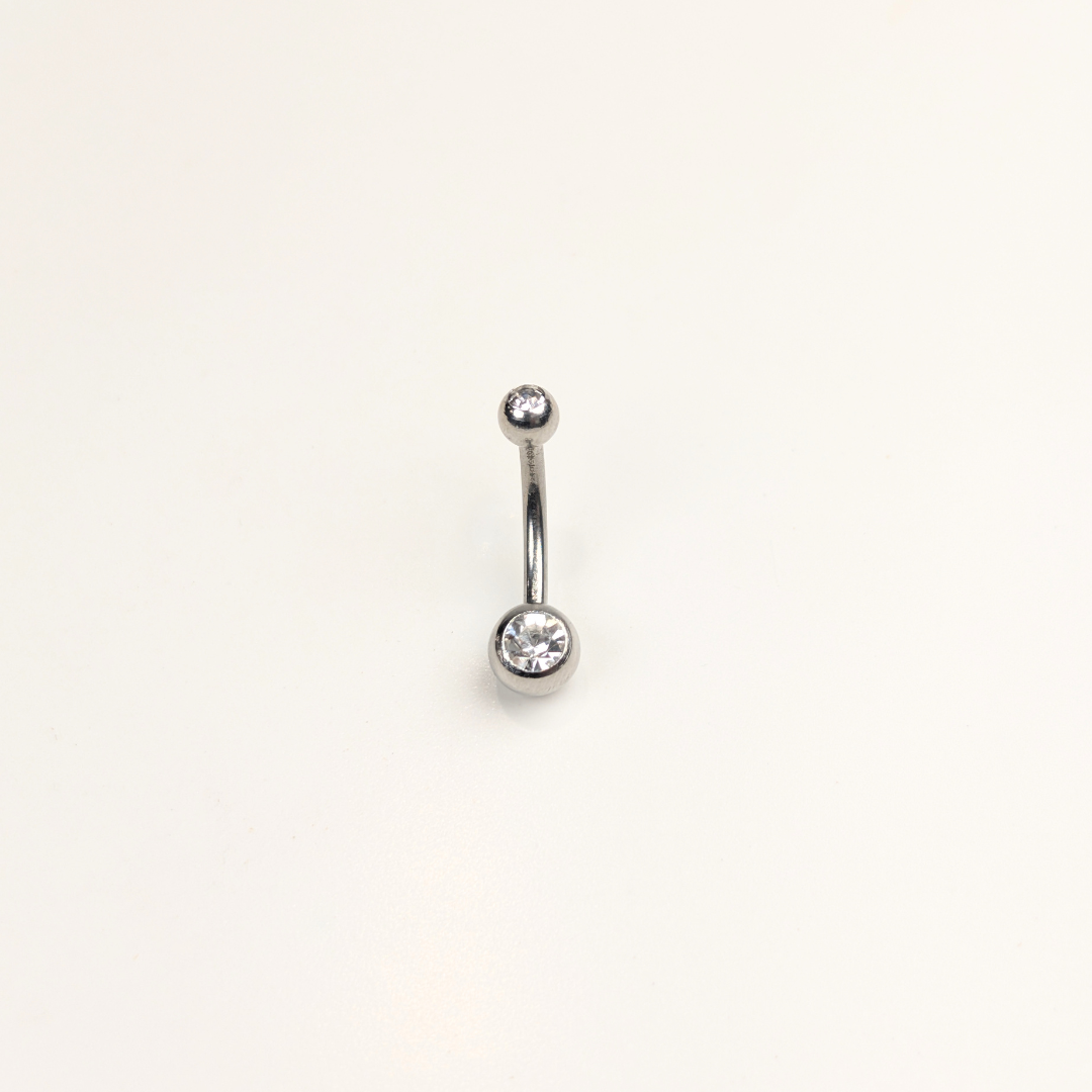 Stainless Steel Double Jewel Naval Piercing Bar - Small