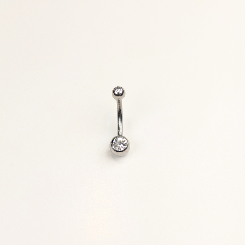 Stainless Steel Double Jewel Naval Piercing Bar - Small