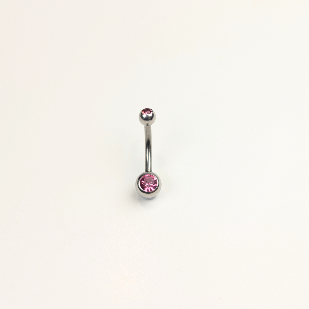 Stainless Steel Double Jewel Naval Piercing Bar - Small