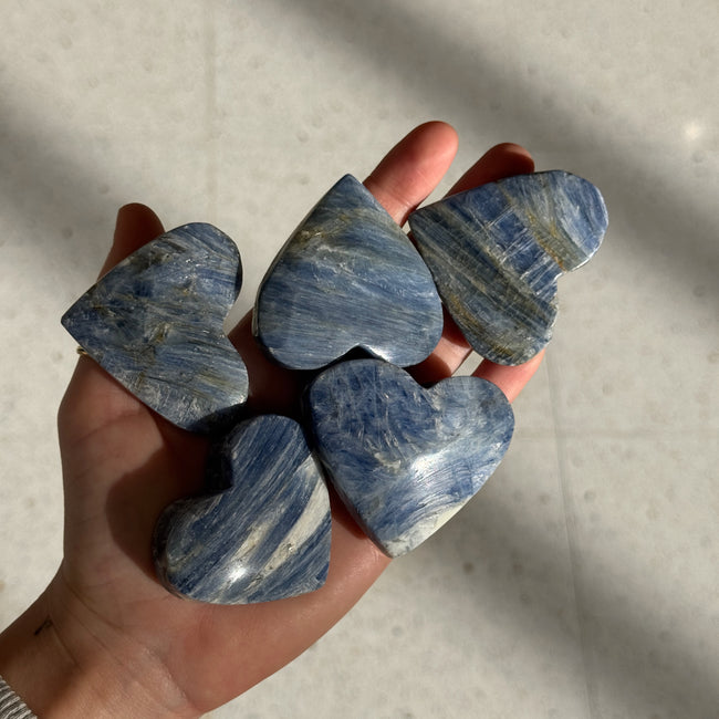 Blue Kyanite Heart Carvings