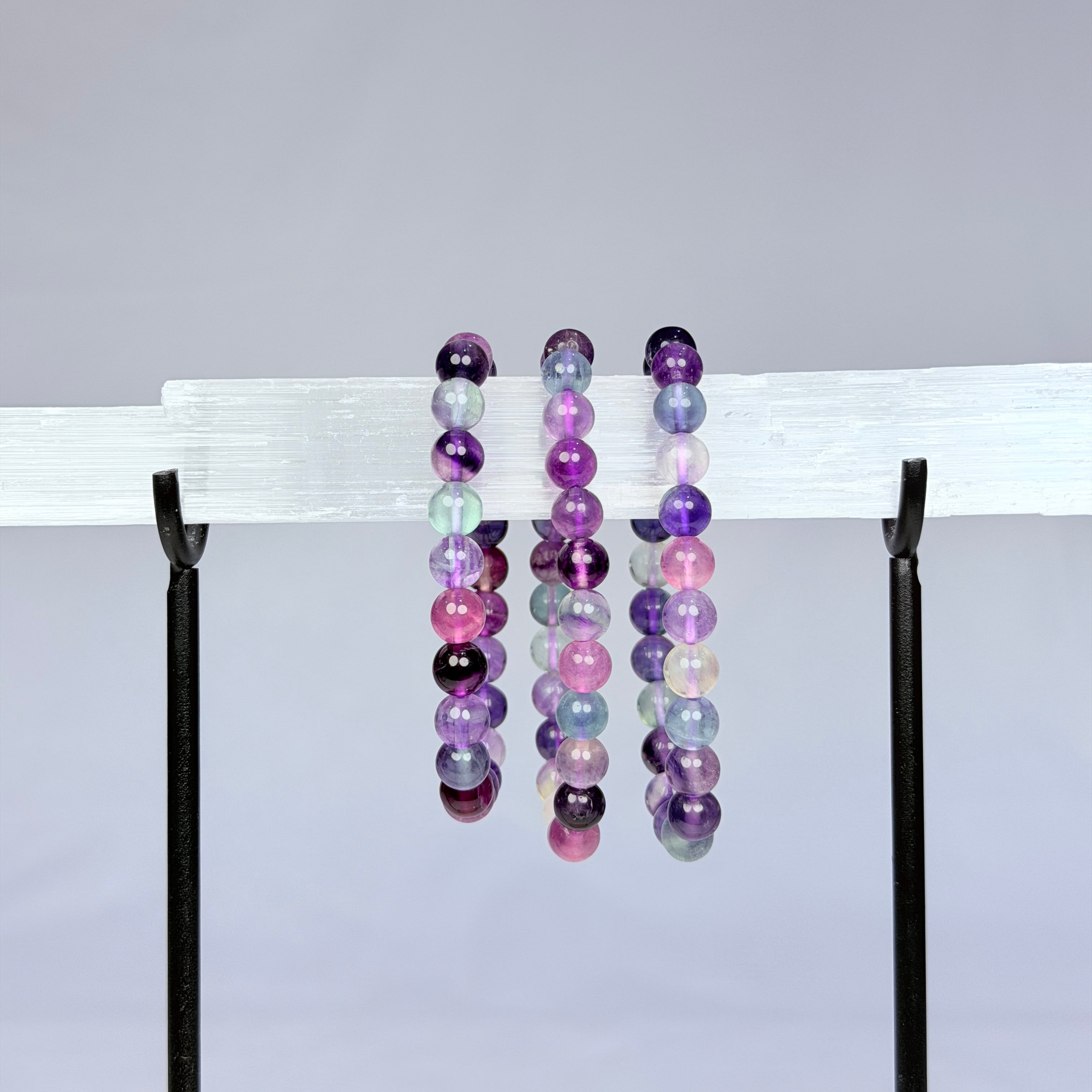 Rainbow Fluorite Crystal Bracelet Rounded