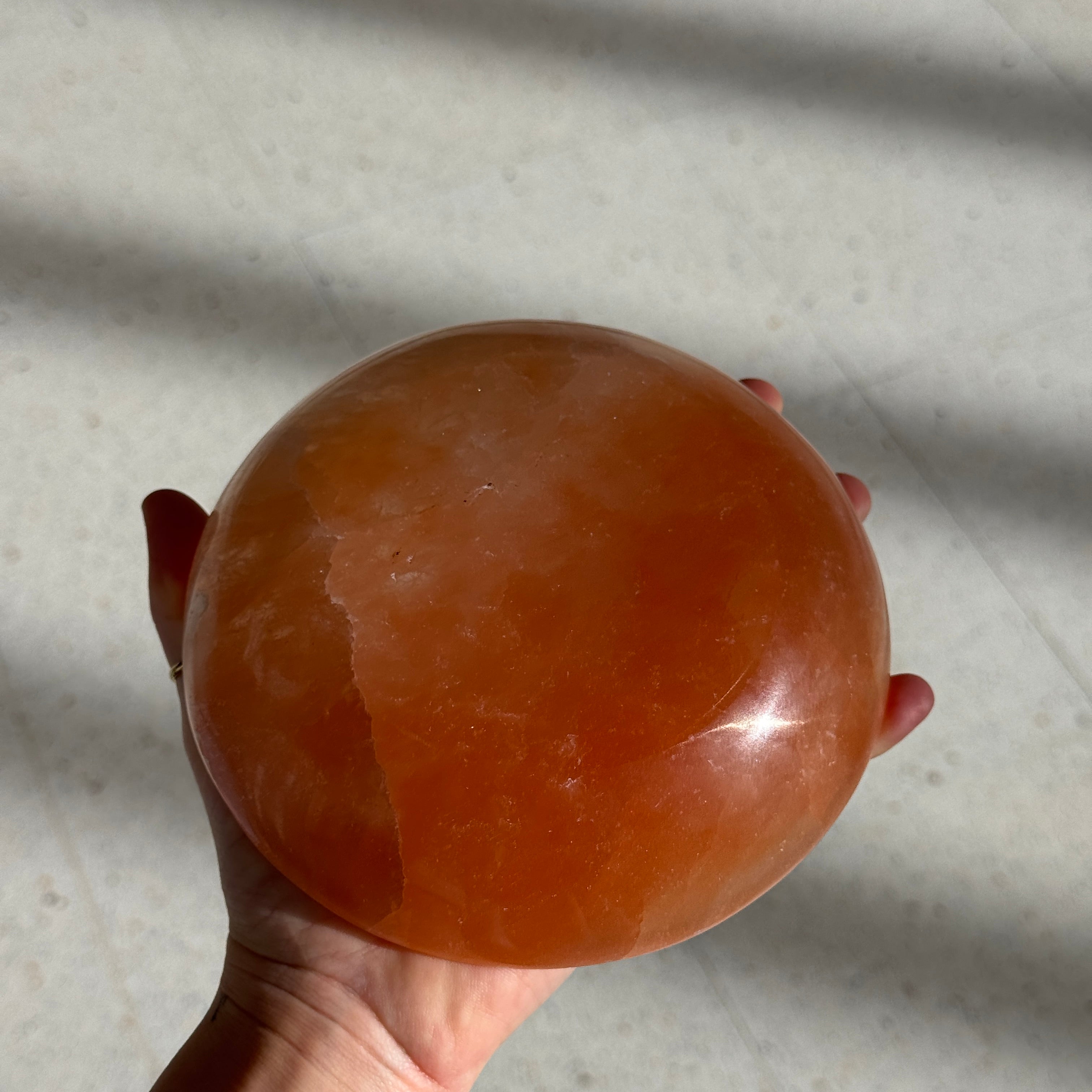 Peach Selenite Bowl