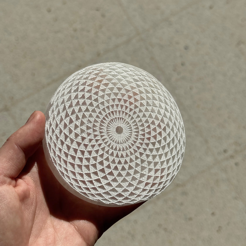 Selenite Flower of Life Plate