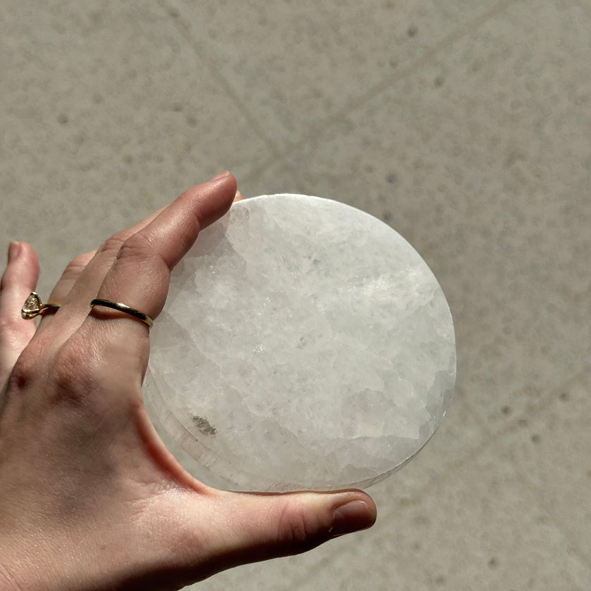 Selenite Flower of Life Plate