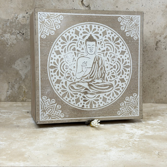 Wooden Buddha Mandala Storage Chest
