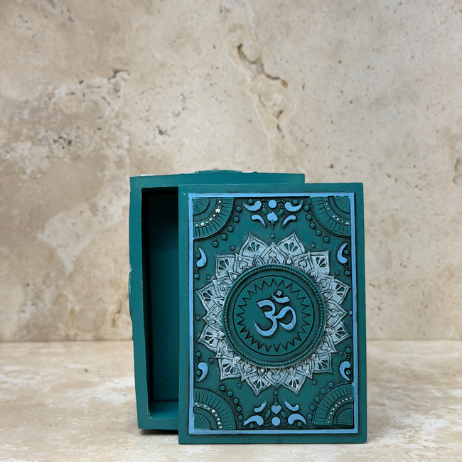 Tarot Card Storage Box – Teal Om Mandala