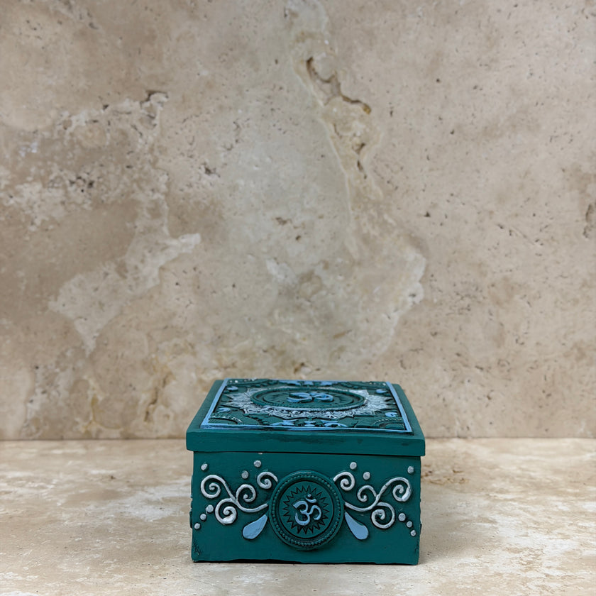 Tarot Card Storage Box – Teal Om Mandala