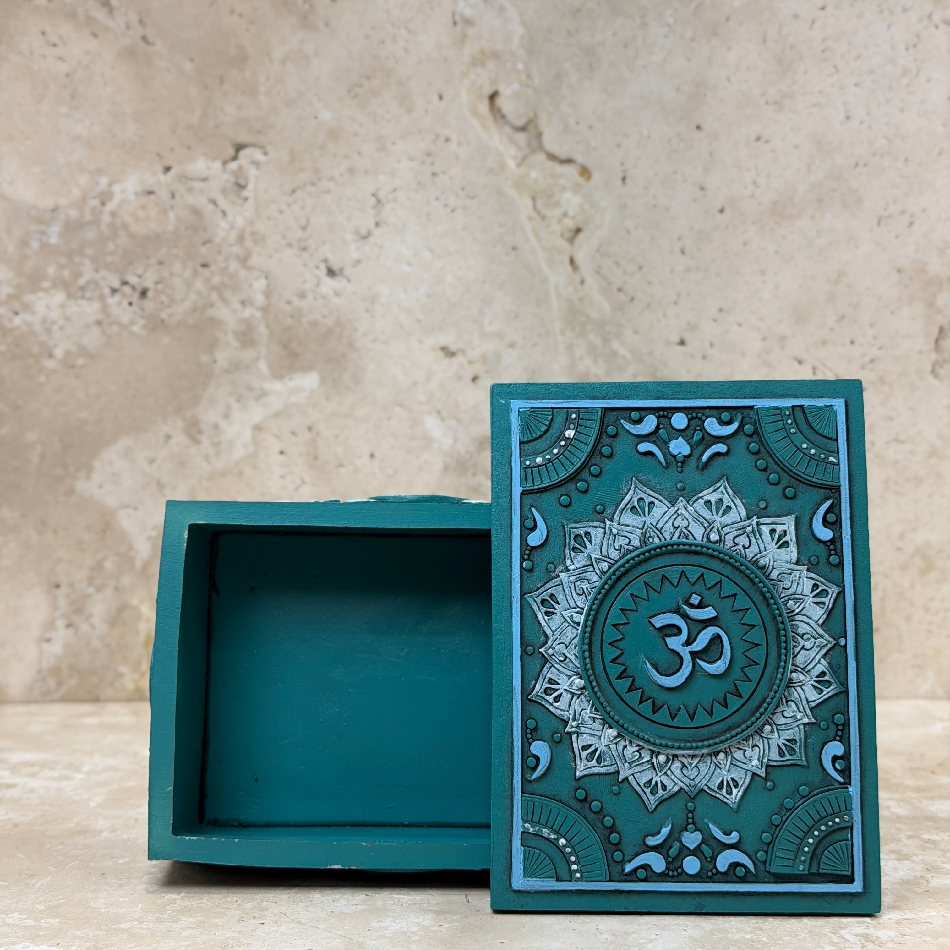 Tarot Card Storage Box – Teal Om Mandala