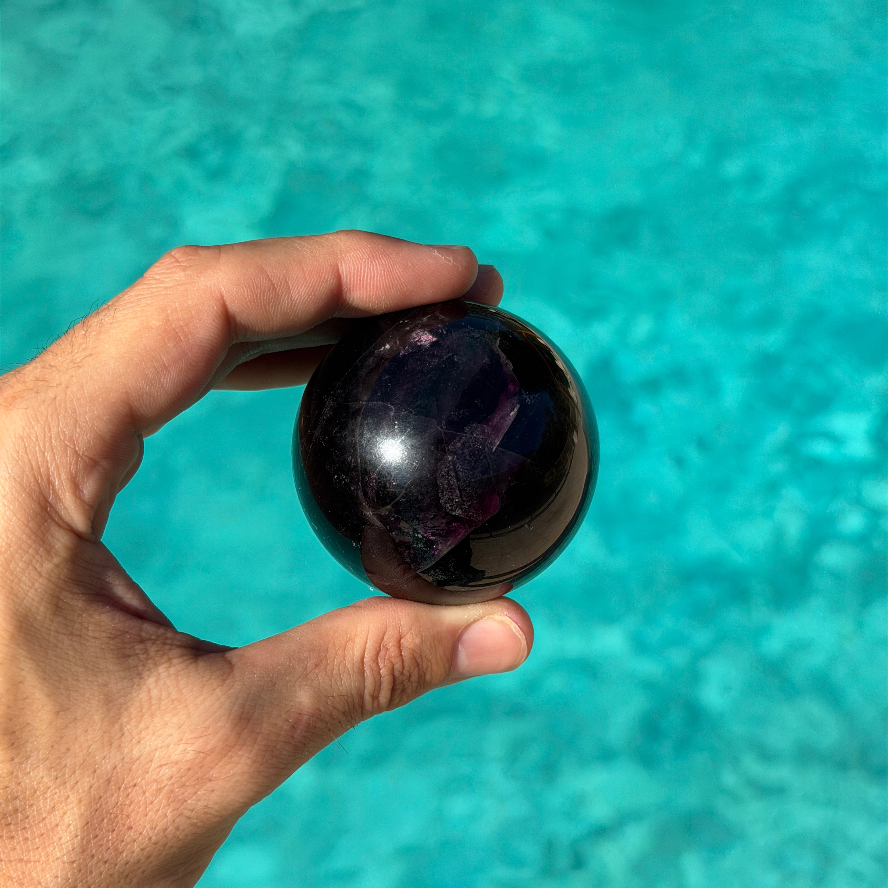 Dark Rainbow Fluorite Sphere