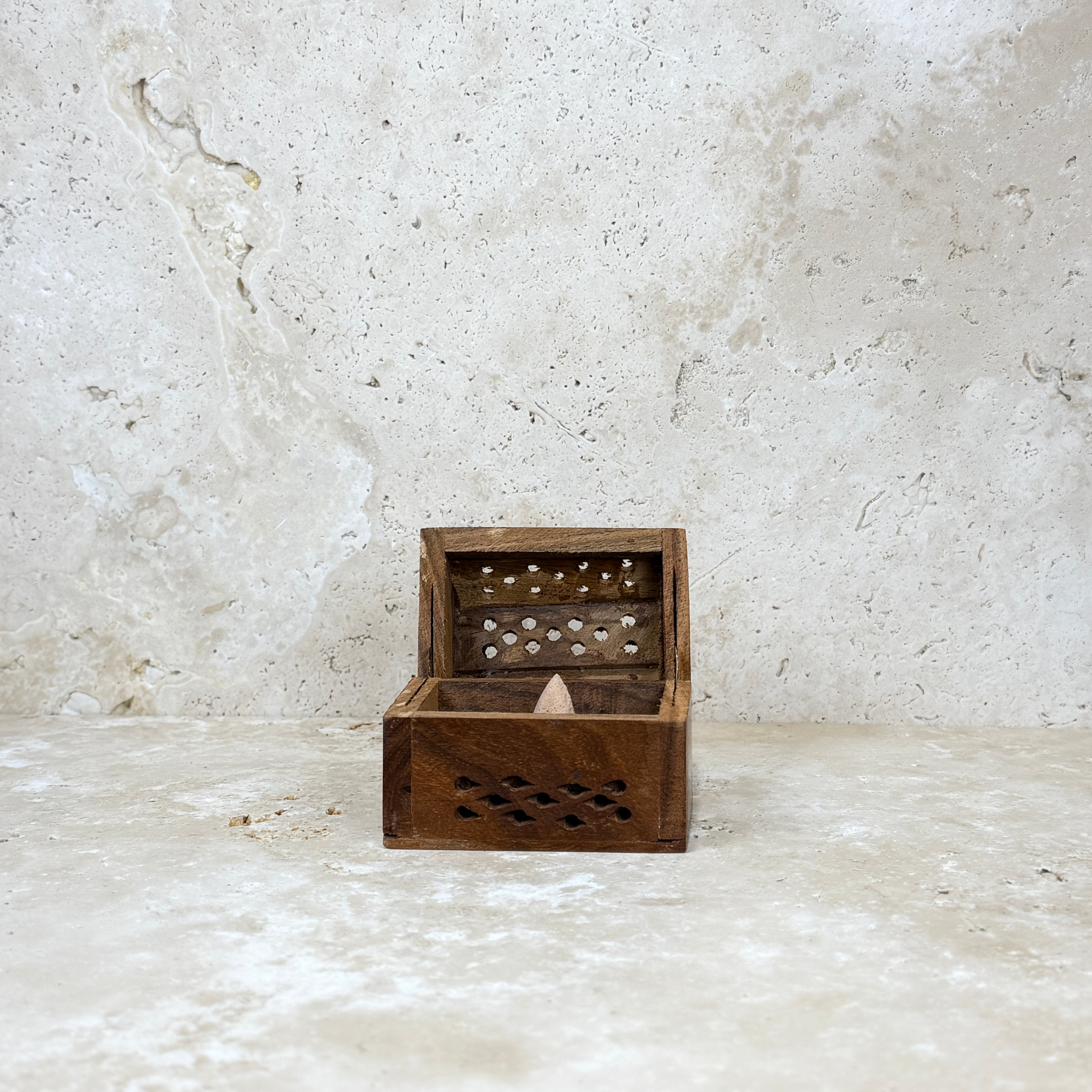 Small Wooden Chest Incense Cone Burner
