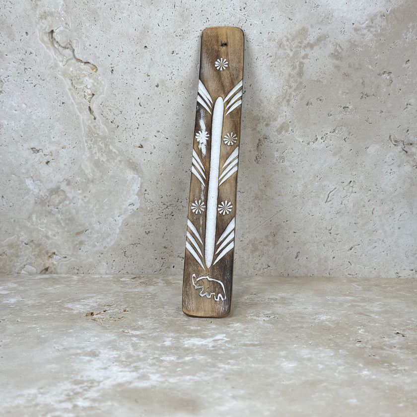 White Wash Wooden Incense Flat Stand