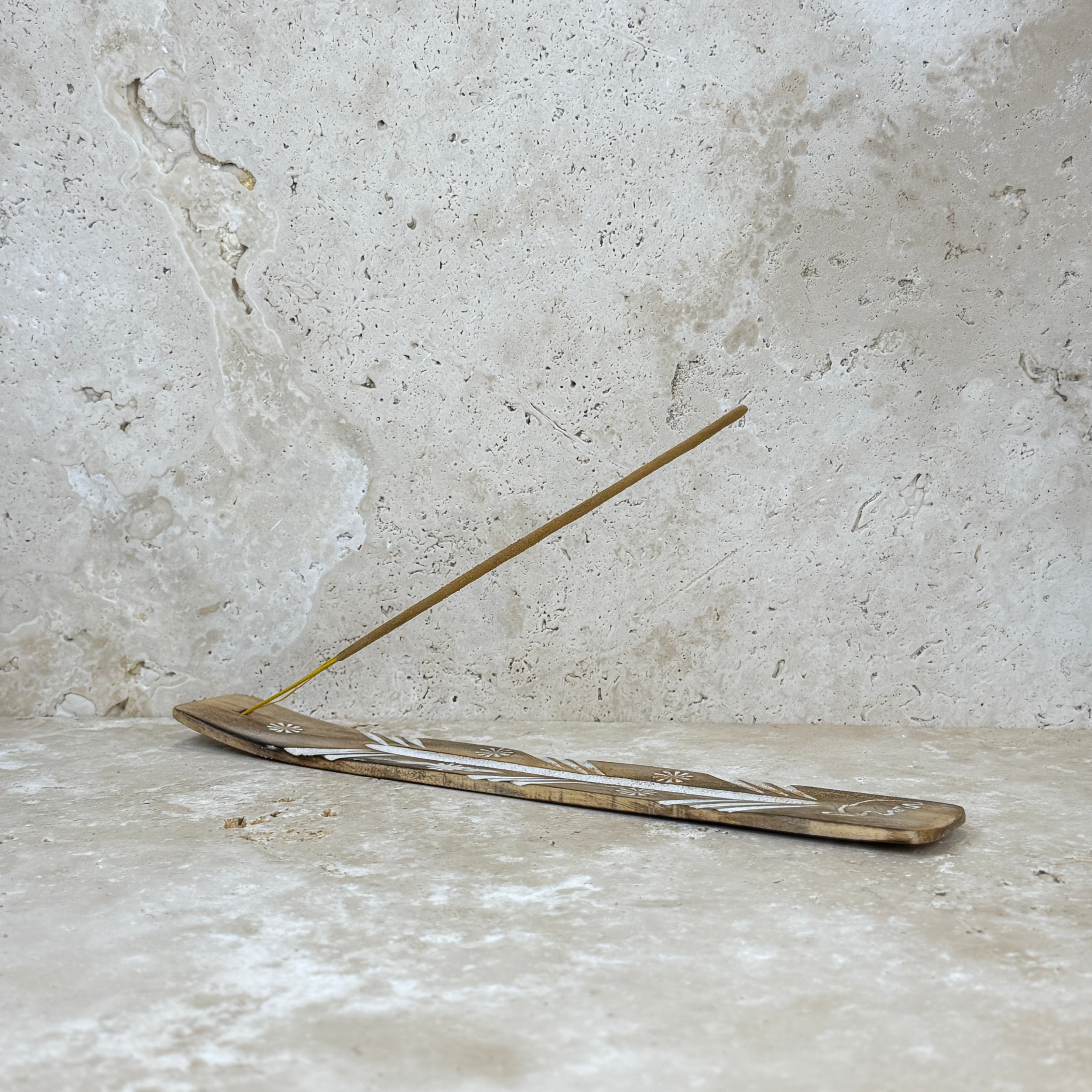 White Wash Wooden Incense Flat Stand