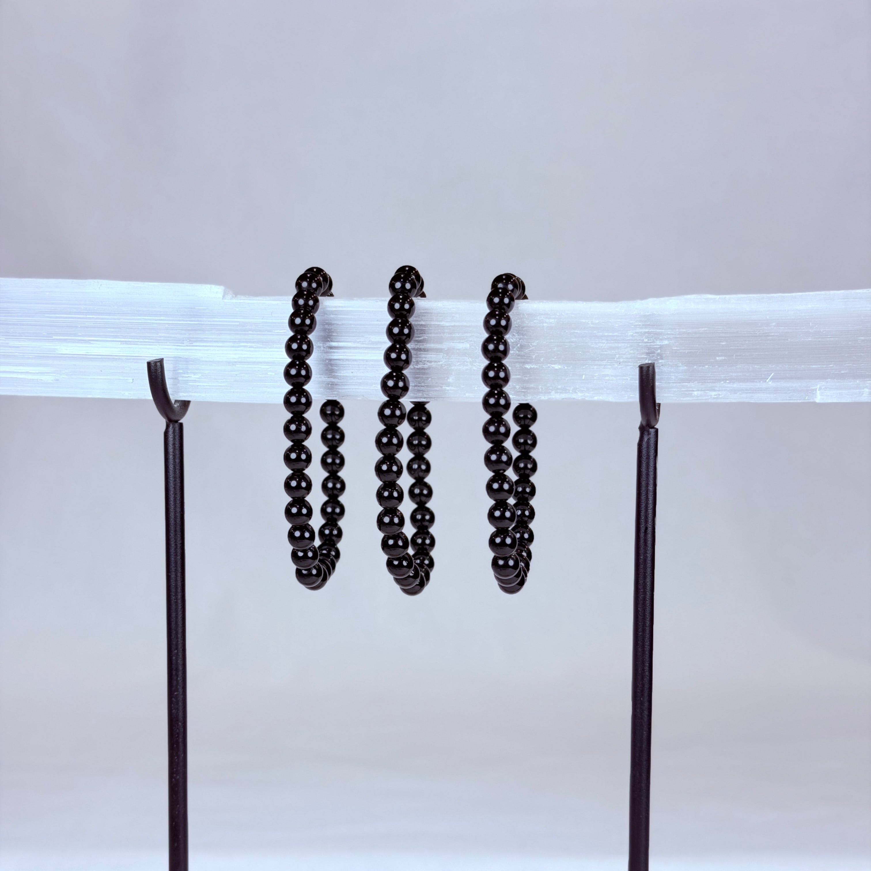 Black Obsidian Crystal Bracelet Rounded