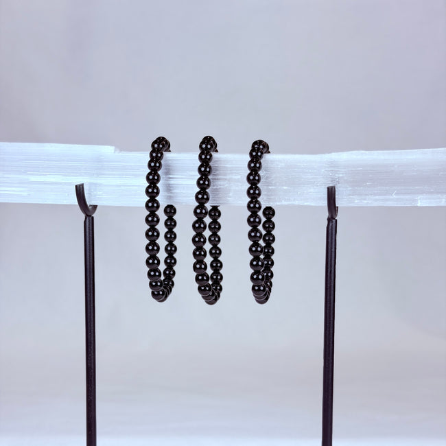 Black Obsidian Crystal Bracelet Rounded