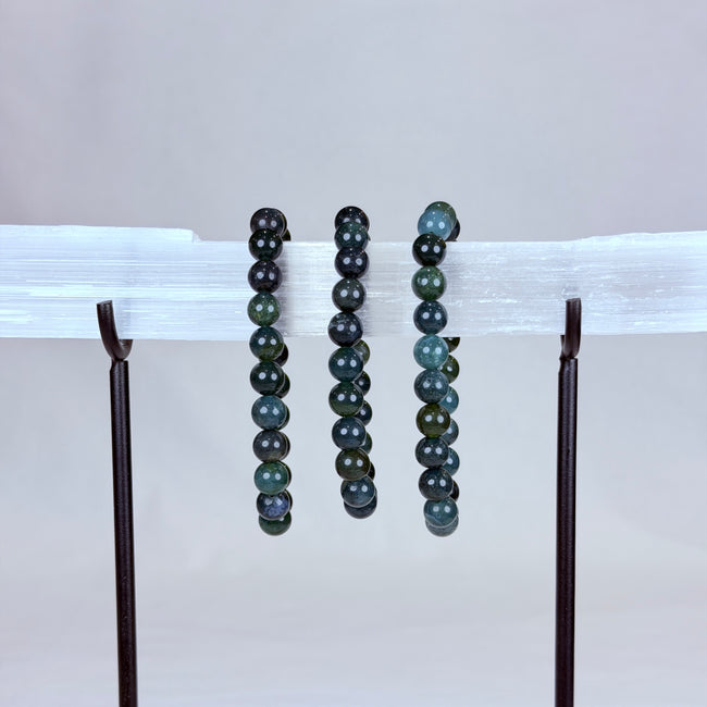 Moss Agate Crystal Bracelet Rounded