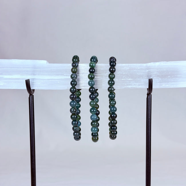 Moss Agate Crystal Bracelet Rounded