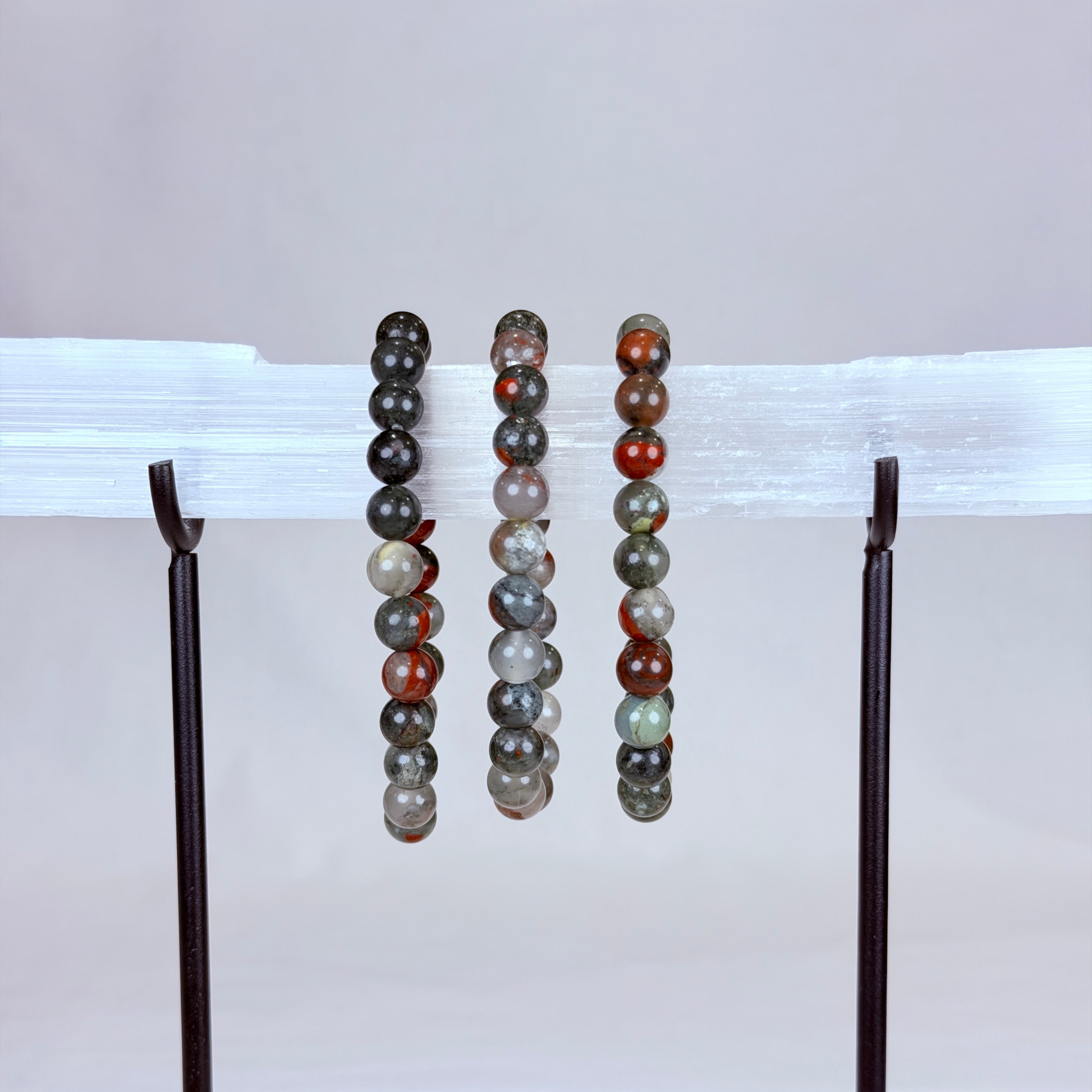 African Bloodstone Crystal Bracelet Rounded