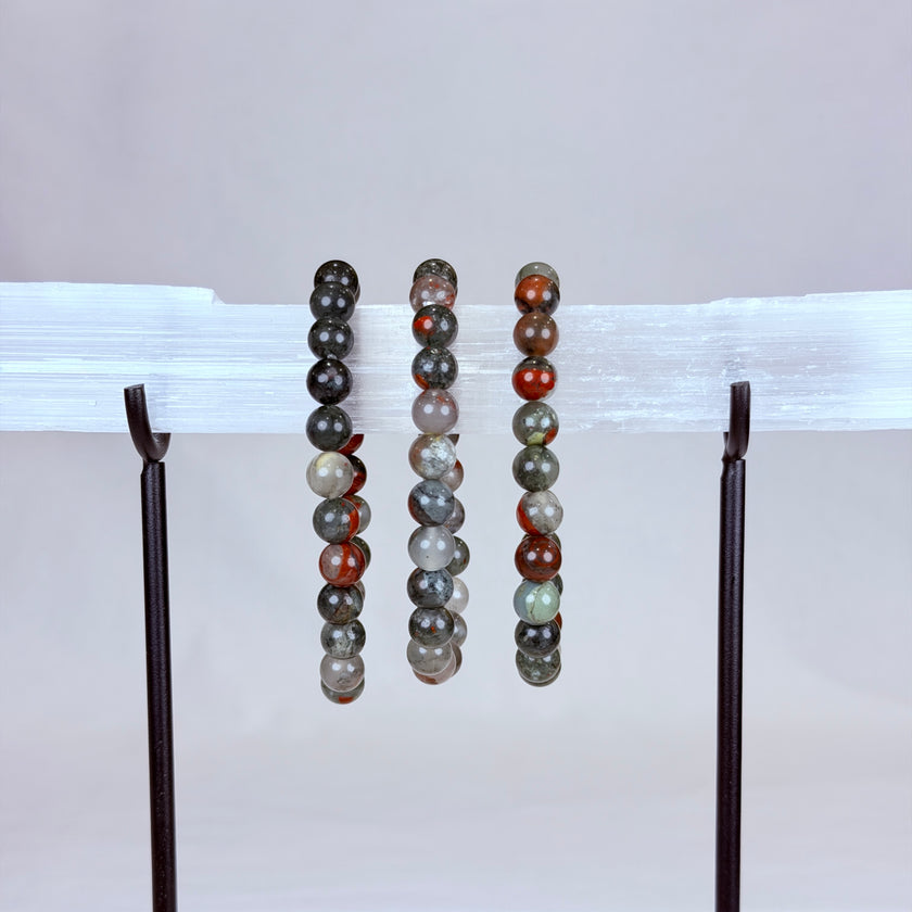African Bloodstone Crystal Bracelet Rounded