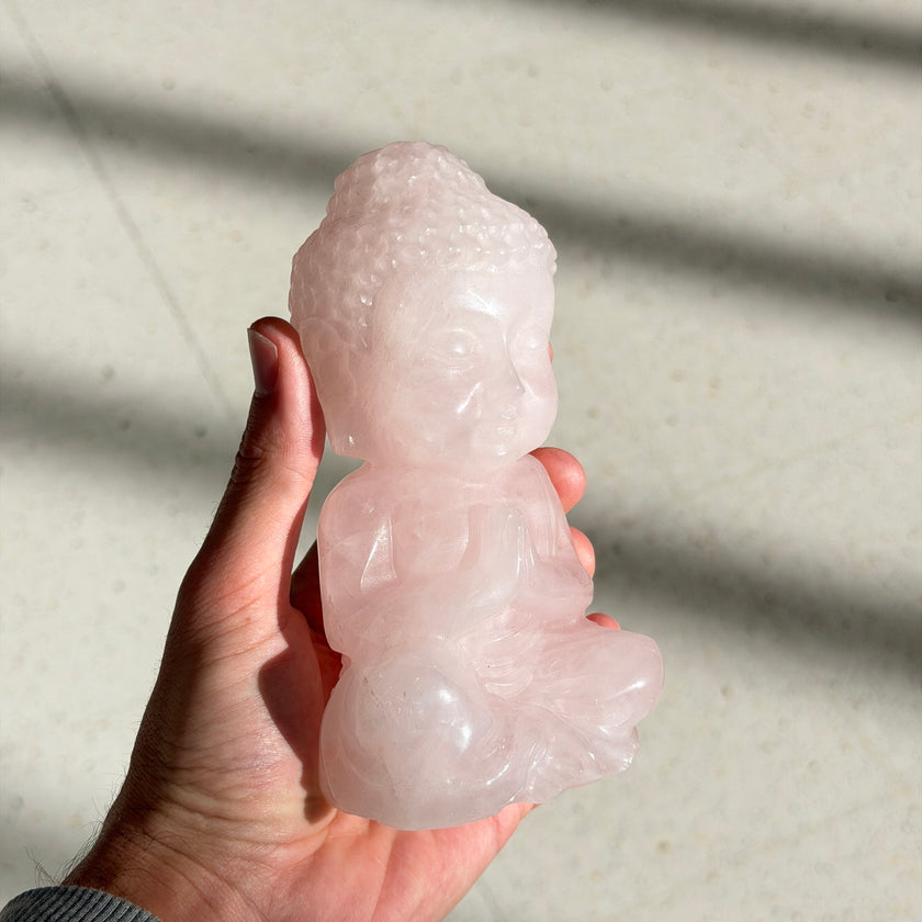 Rose Quartz Buddha Carving