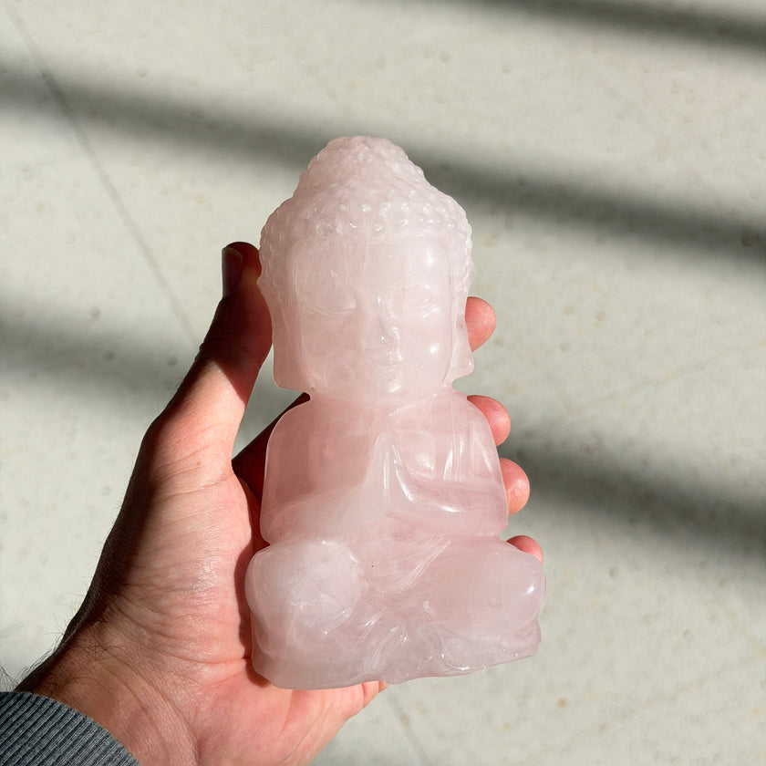 Rose Quartz Buddha Carving