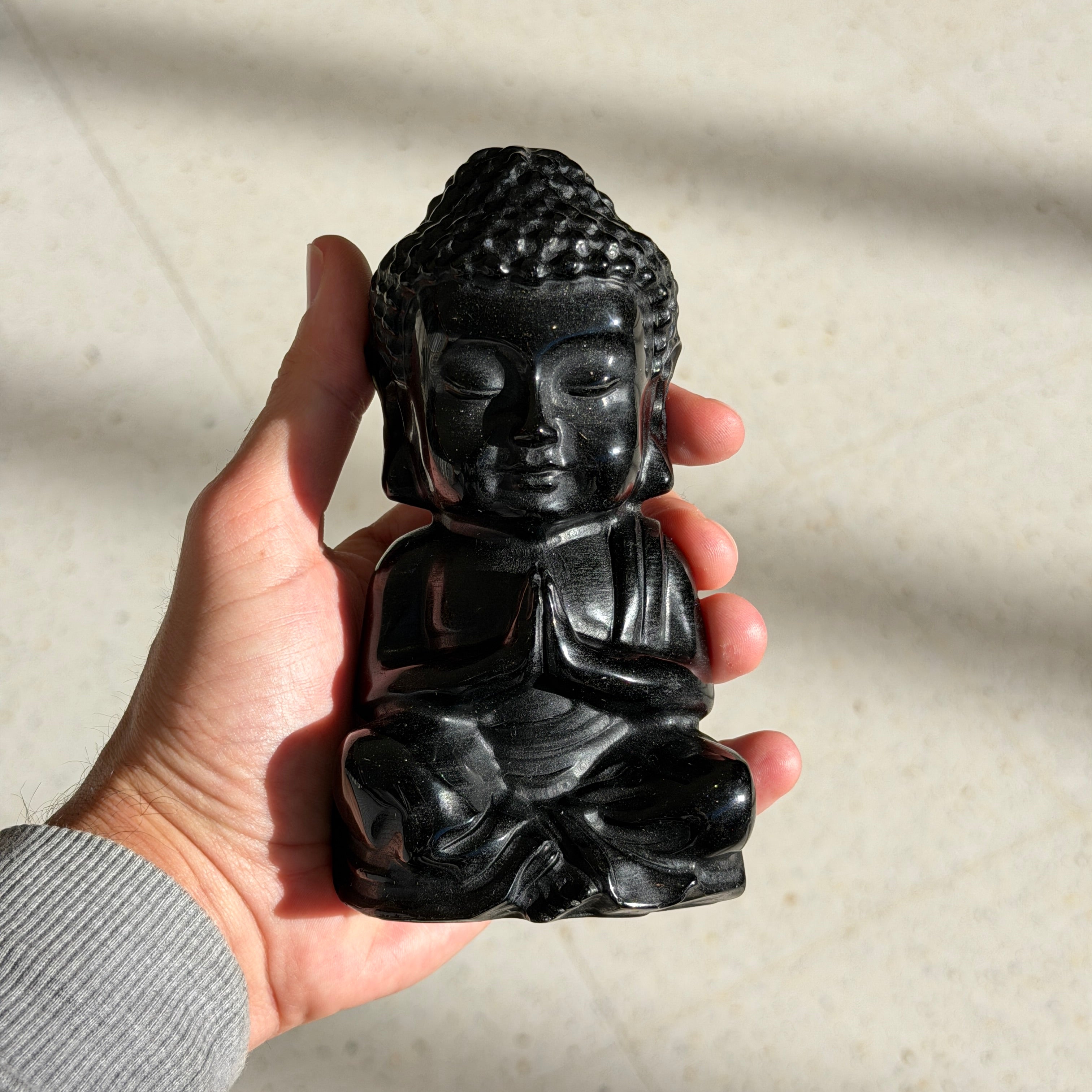 Black Obsidian Buddha Carving