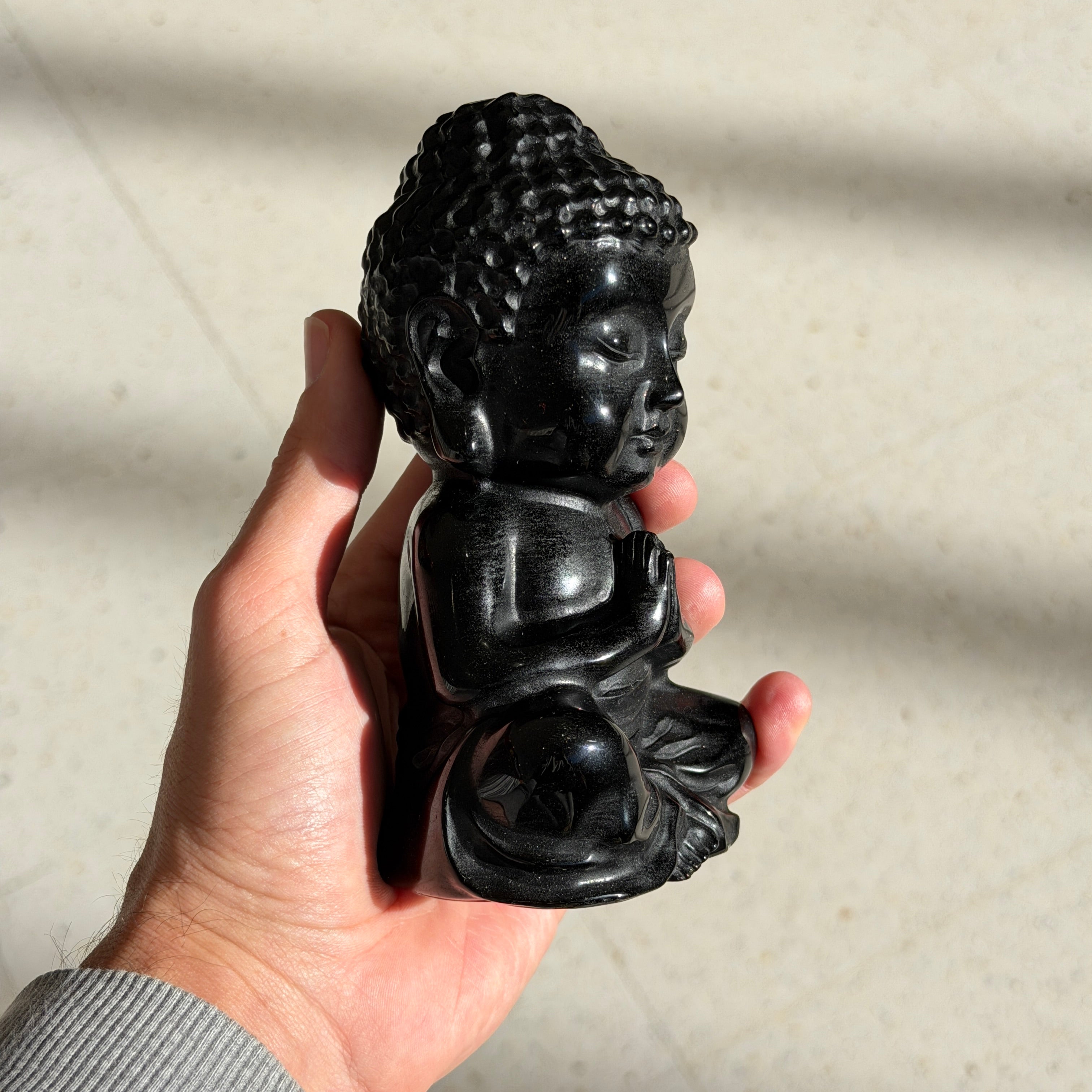 Black Obsidian Buddha Carving