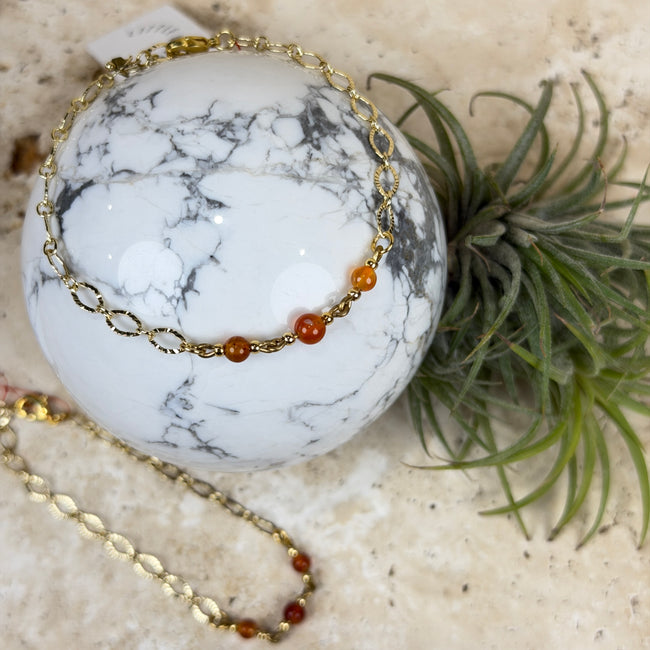 Carnelian Gold Plated Bracelet
