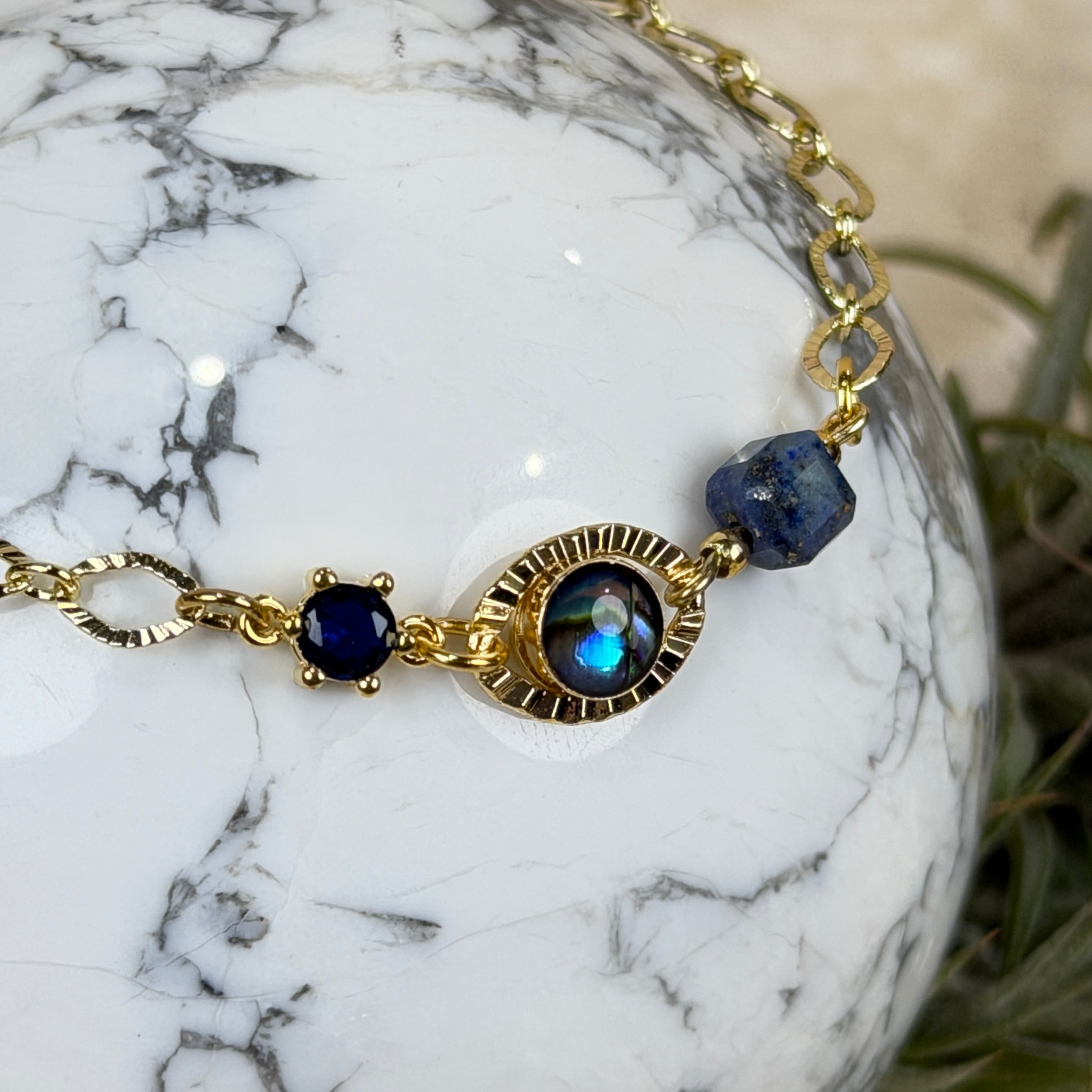 Shell & Crystal Gold Plated Bracelet