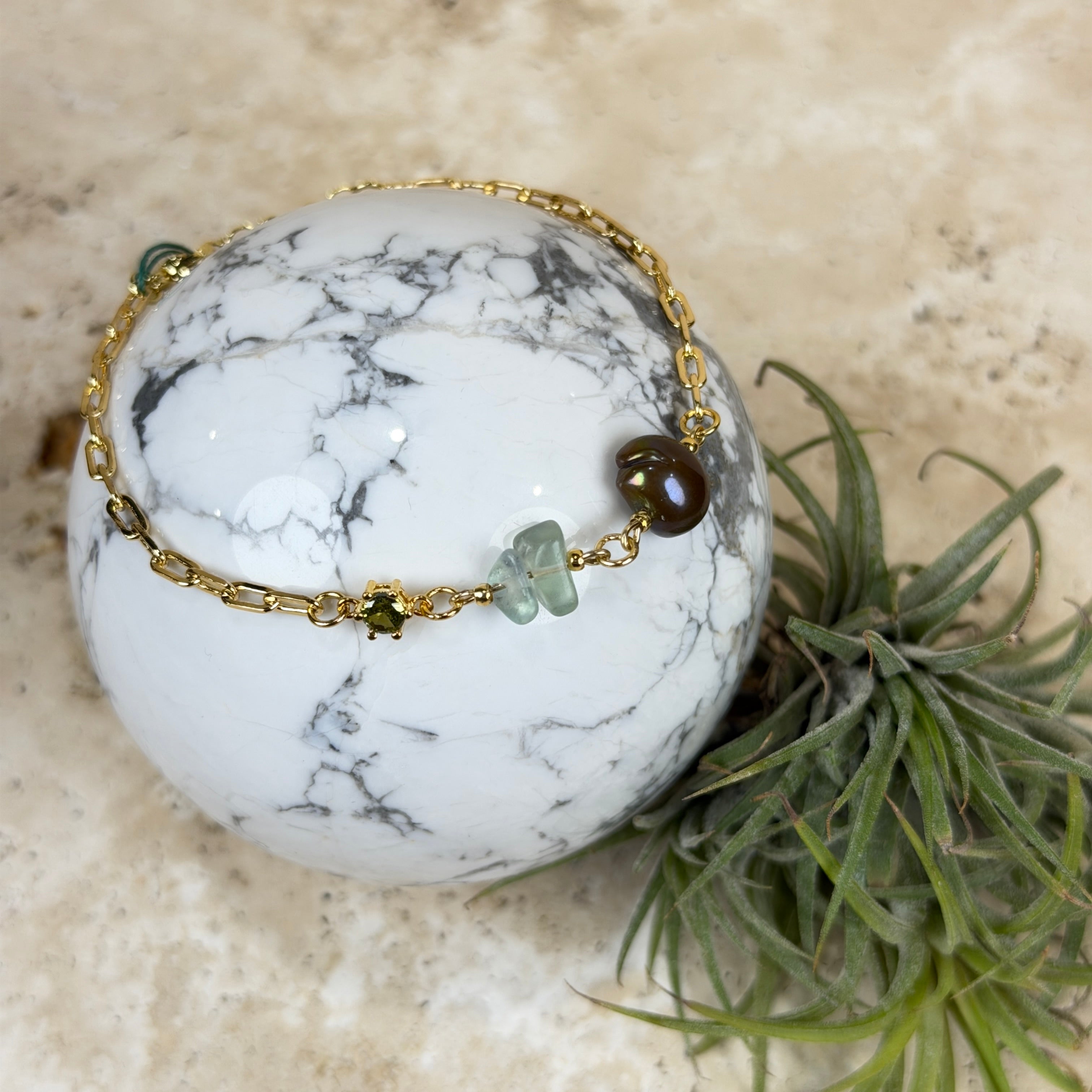 Pearl & Crystal Gold Plated Bracelet