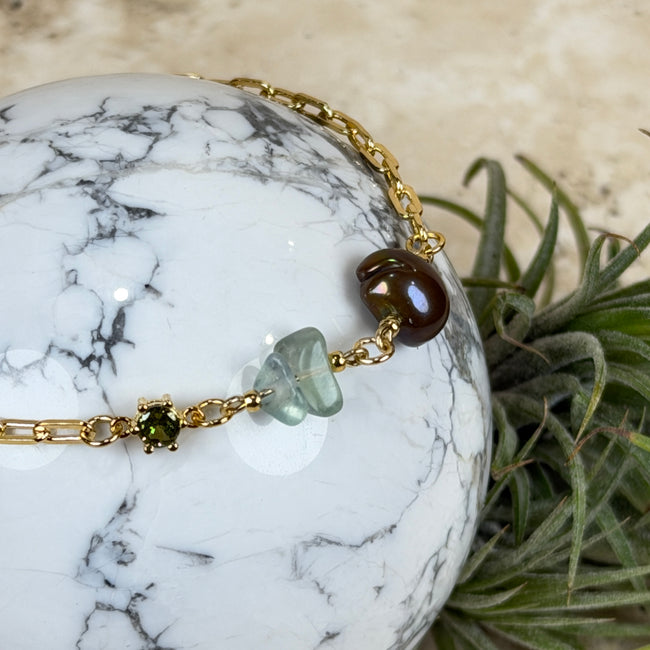 Pearl & Crystal Gold Plated Bracelet
