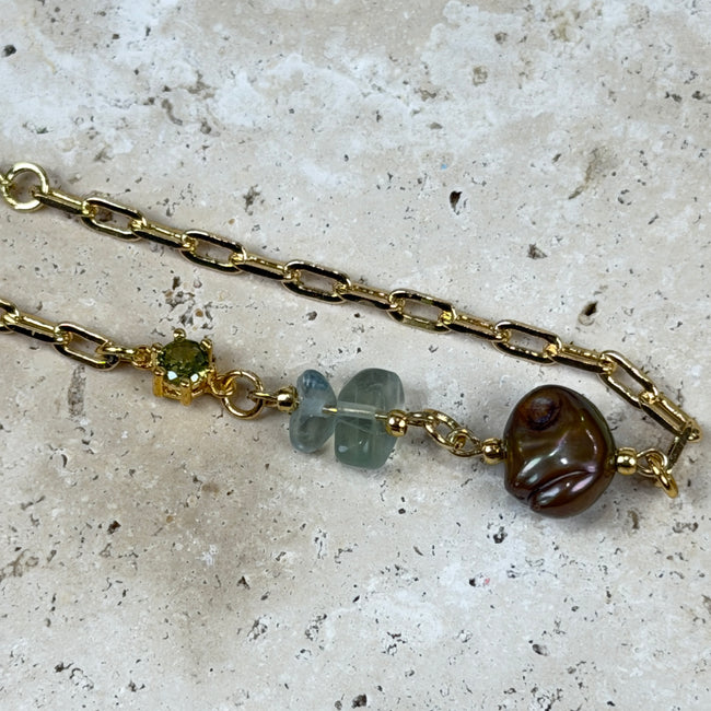 Pearl & Crystal Gold Plated Bracelet