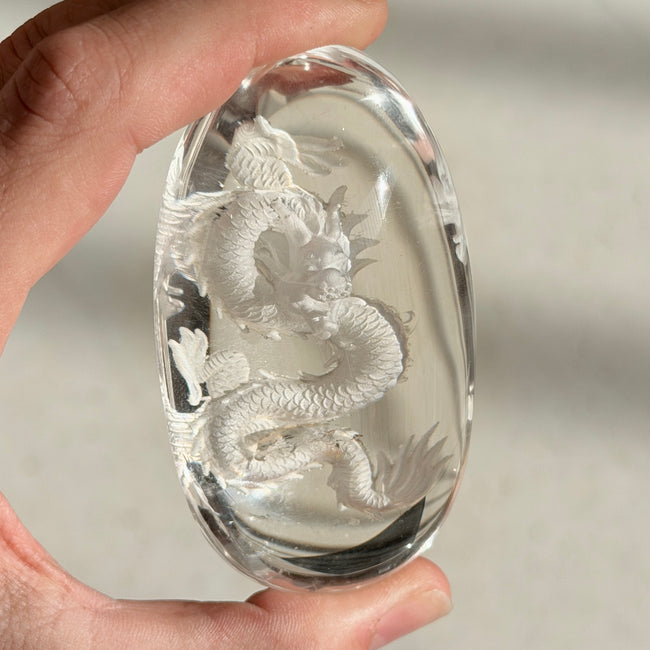 Clear Quartz Dragon Intaglio Soap Stone
