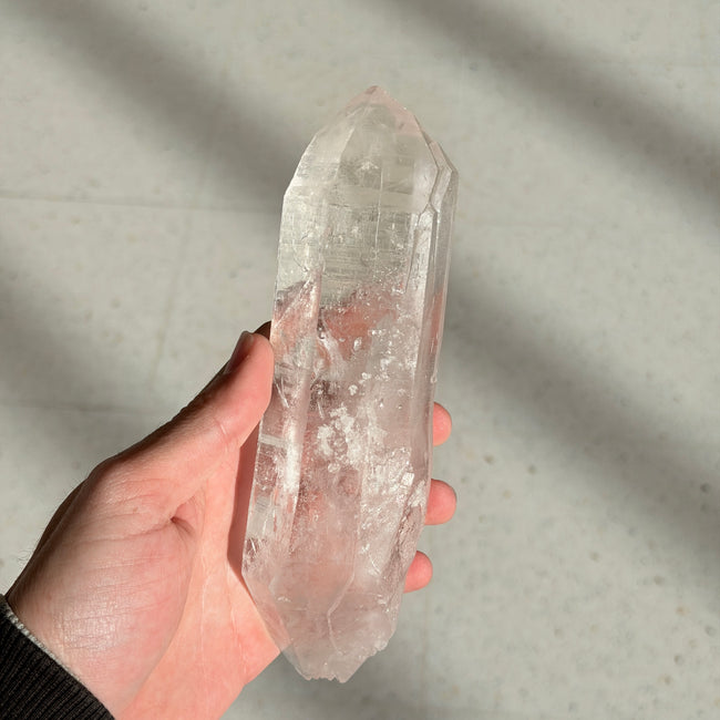 Self-Healed Double Terminated Clear Quartz Point with Striations