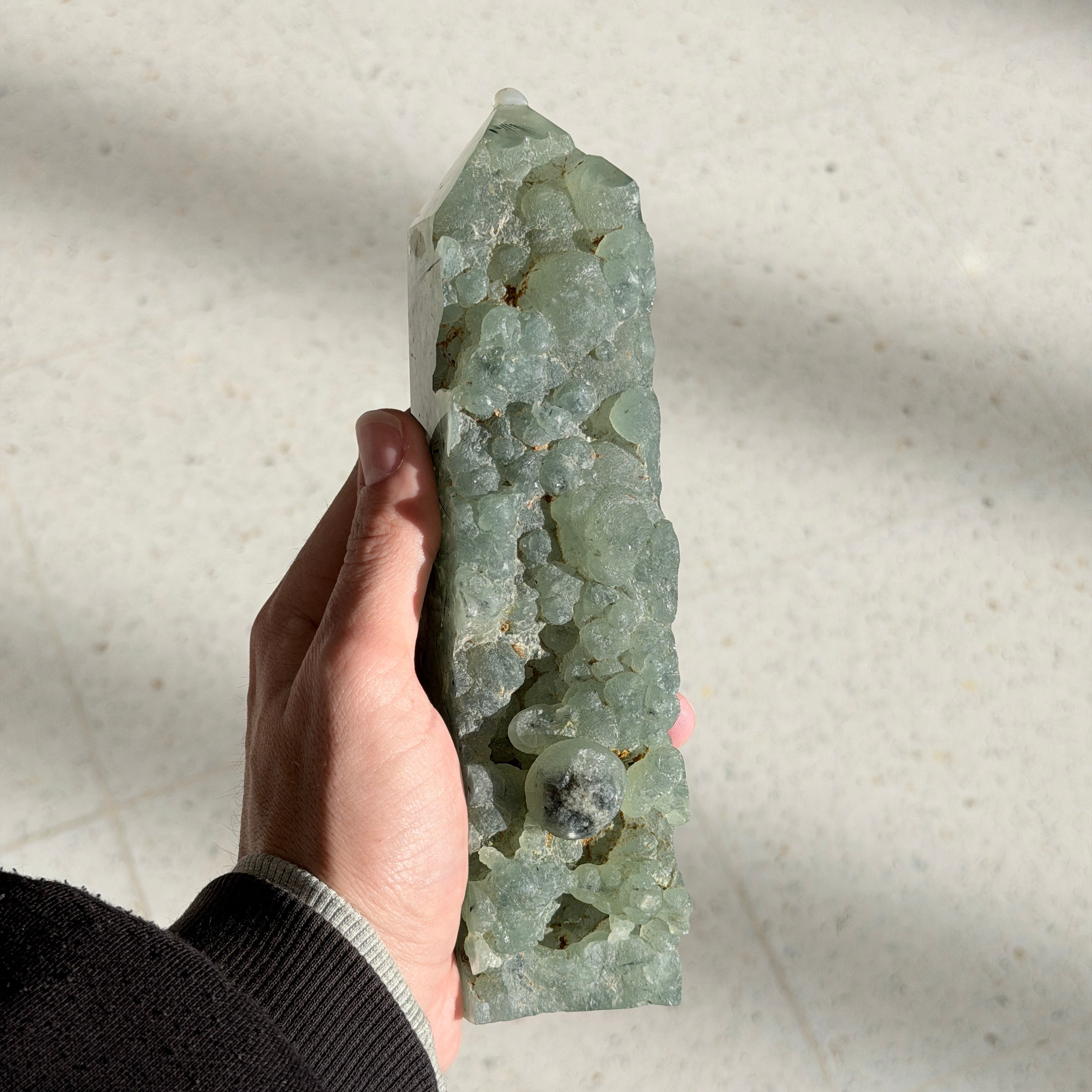 Botryoidal Prehnite with Epidot Tower (C)