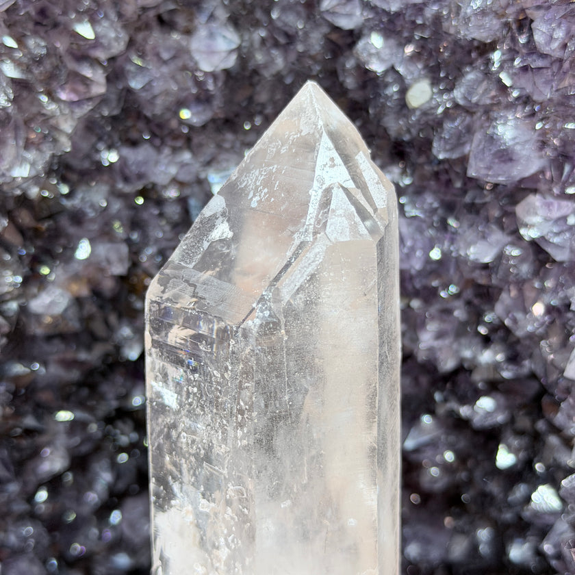 Self-Healed Double Terminated Clear Quartz Point with Striations