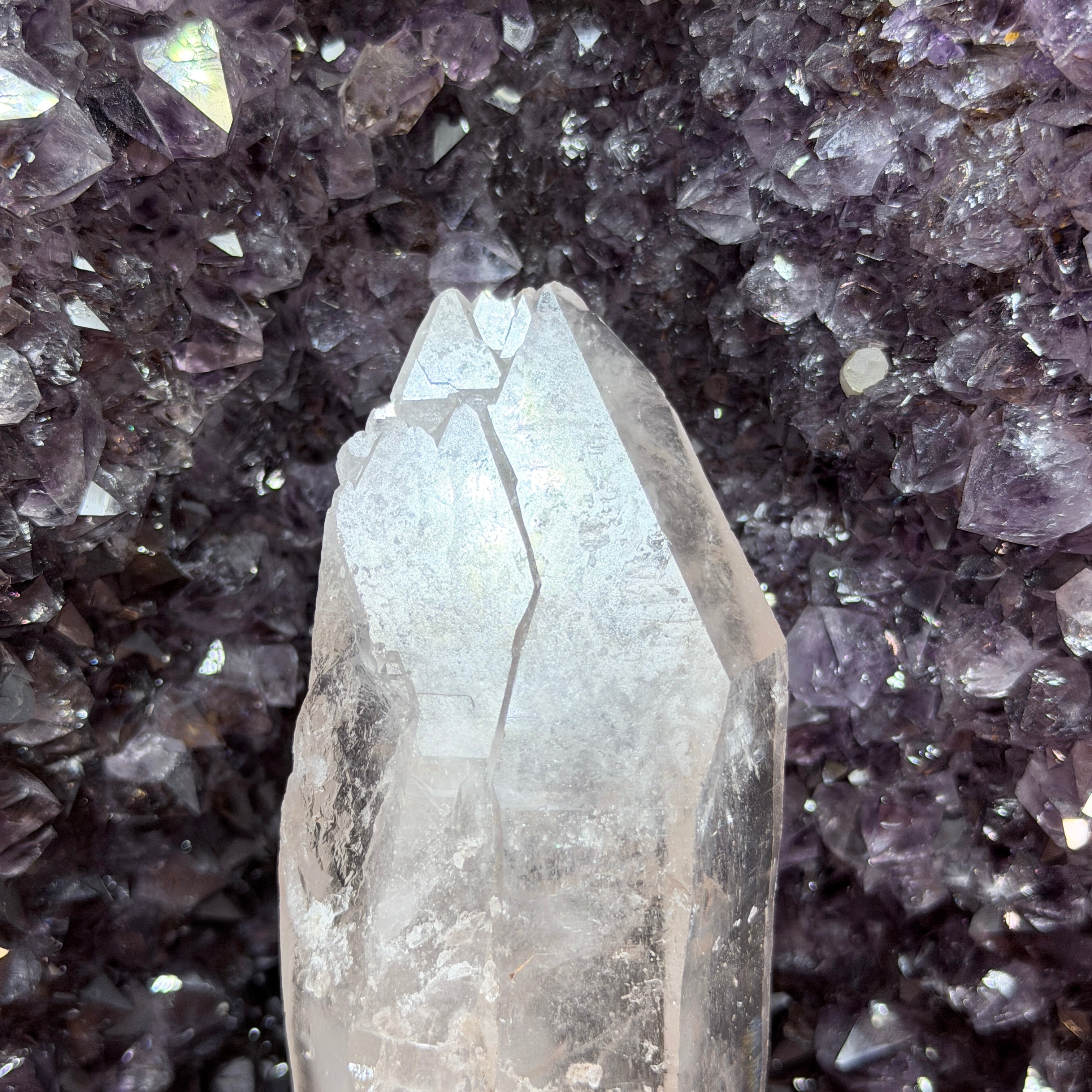 Self-Healed Double Terminated Clear Quartz Point with Striations