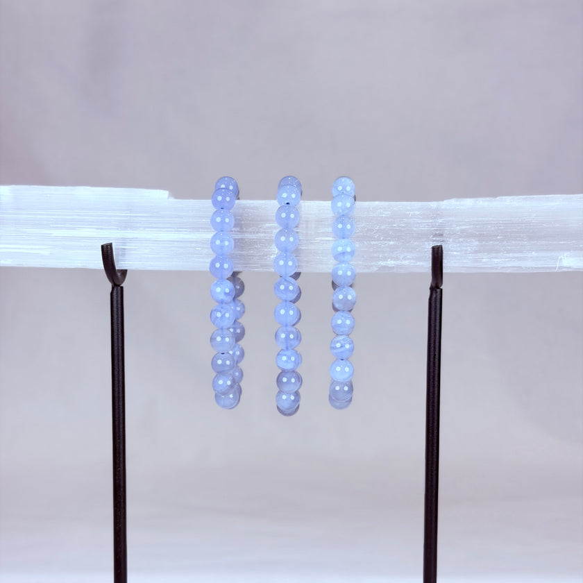 Blue Lace Agate Crystal Bracelet Rounded
