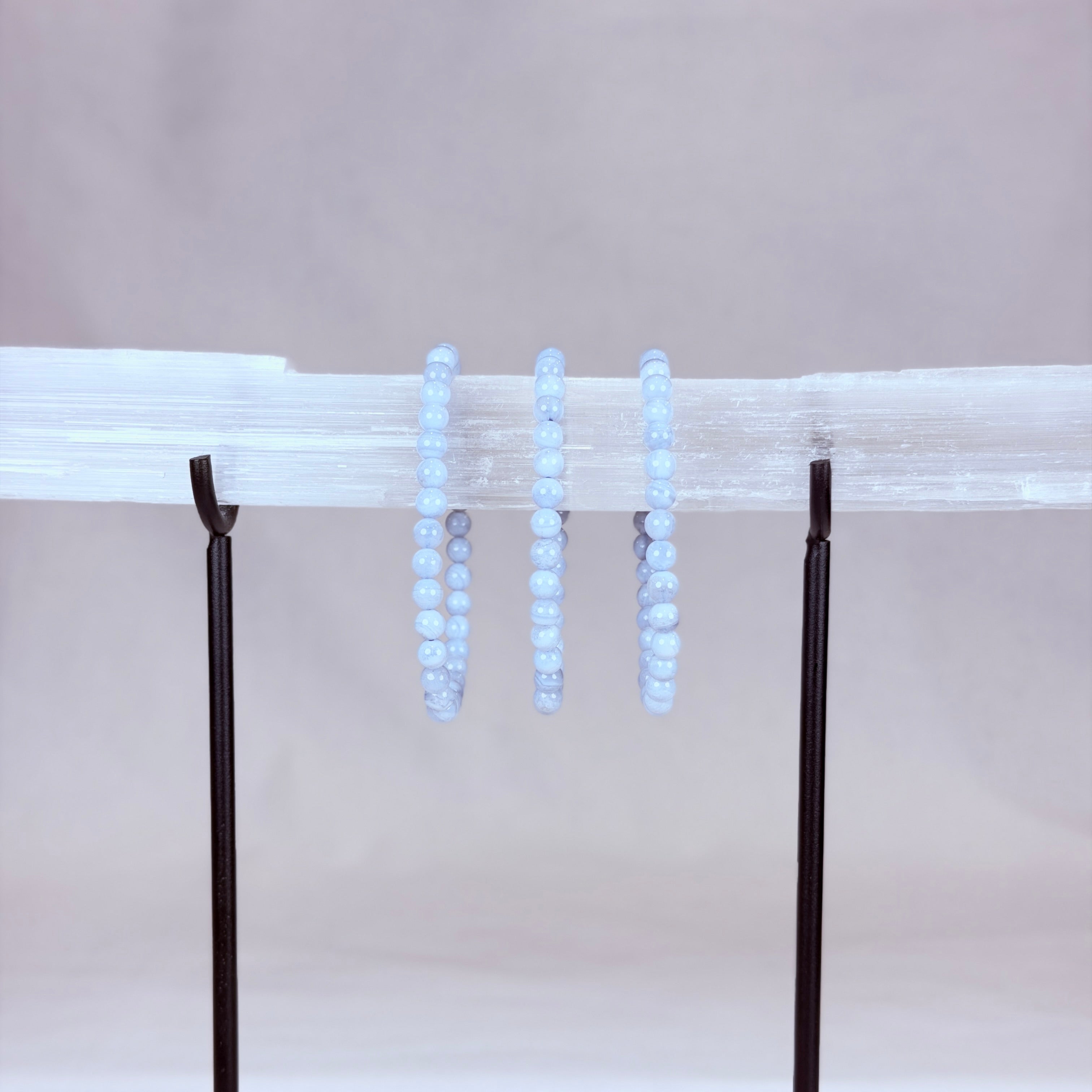 Blue Lace Agate Crystal Bracelet Rounded